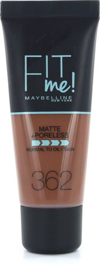 Maybelline New York Fit Me Matte + Poreless Foundation 362 Deep Golden Medium Dekkende Foundation met Matte Finish voor de Normale tot Vette Huid 30 ml