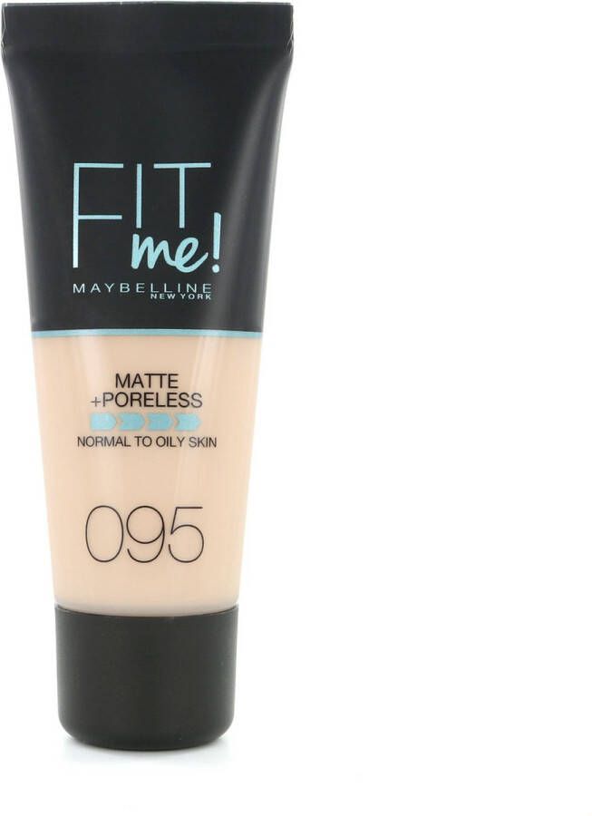 Maybelline New York Fit Me Matte + Poreless Foundation 095 Fair Porcelain Medium Dekkende Foundation met Matte Finish voor de Normale tot Vette Huid 30 ml