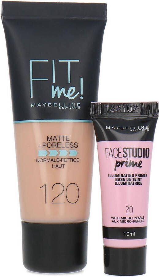 Maybelline Fit Me Matte + Poreless Foundation + Facestudio Prime 120 Classic Ivory (voor normale tot vette huid)