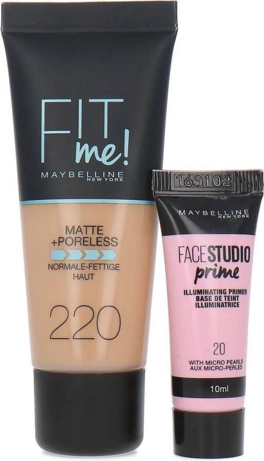 Maybelline Fit Me Matte + Poreless Foundation + Facestudio Prime 220 Natural Beige (voor normale tot vette huid)