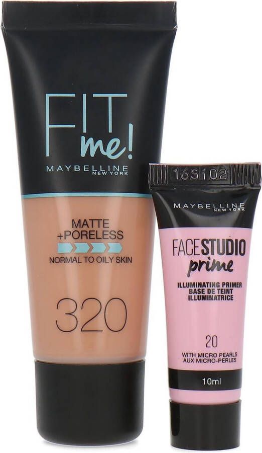 Maybelline Fit Me Matte + Poreless Foundation + Facestudio Prime 320 Natural Tan (voor normale tot vette huid)