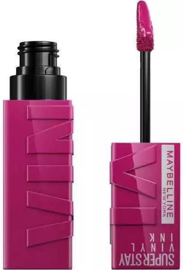 Maybelline New York SuperStay Vinyl Ink Longwear Liquid Lipstick 170 Unafraid vloeibare lippenstift voor een schitterende glans en intense kleur blijft tot wel 16 uur zitten geeft niet af roze