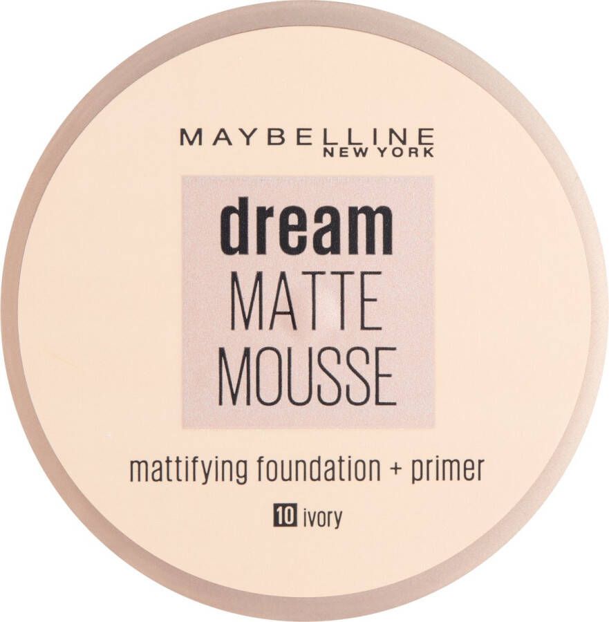 Maybelline New York Dream Matte Mousse Mattifying Foundation + Primer 010 Ivory Matterende Foundation met Medium Dekking 18 ml