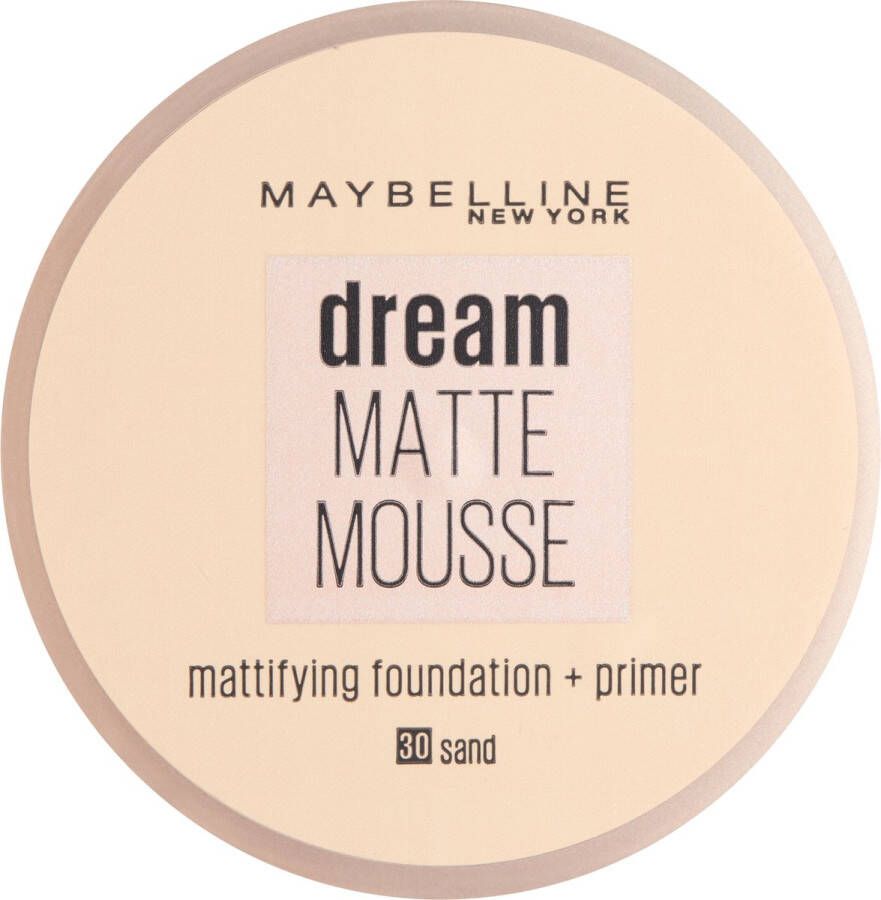 Maybelline New York Dream Matte Mousse Mattifying Foundation + Primer 030 Sand Matterende Foundation met Medium Dekking 18 ml