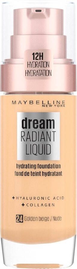 Maybelline New York Dream Radiant Liquid 024 Golden Beige Foundation Geschikt voor de Droge Huid met Hyaluronzuur 30 ml