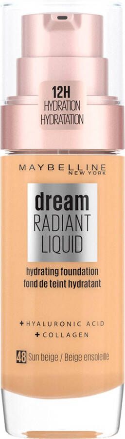 Maybelline New York Dream Radiant Liquid 48 Sun Beige Foundation Geschikt voor de Droge Huid met Hyaluronzuur 30 ml