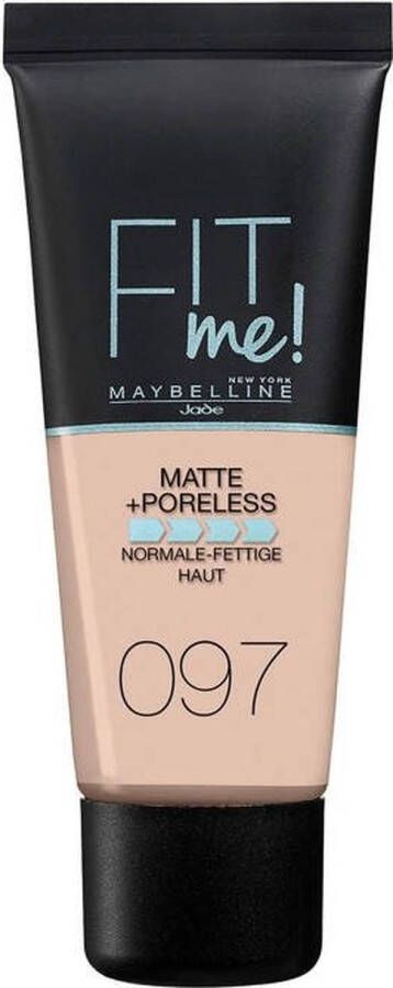 Maybelline New York Fit Me Matte + Poreless Foundation 097 Natural Medium Dekkende Foundation met Matte Finish voor de Normale tot Vette Huid 30 ml