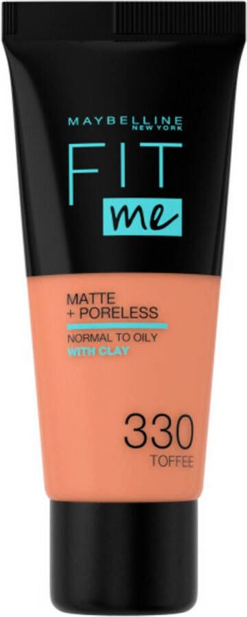 Maybelline New York Fit Me Matte + Poreless Foundation 330 Toffee Medium Dekkende Foundation met Matte Finish voor de Normale tot Vette Huid 30 ml