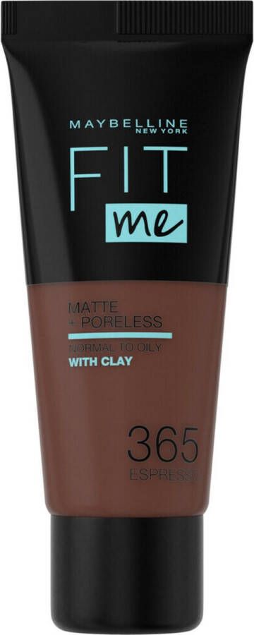 Maybelline New York Fit Me Matte + Poreless Foundation 365 Espresso Medium Dekkende Foundation met Matte Finish voor de Normale tot Vette Huid 30 ml