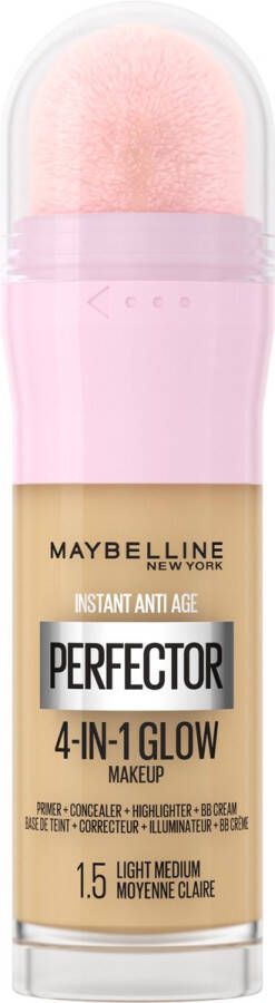 Maybelline New York Instant Anti Age Perfector 4-in-1 Glow Light Medium Primer Concealer Highlighter en BB-Cream Foundation in één Beige 20 ml