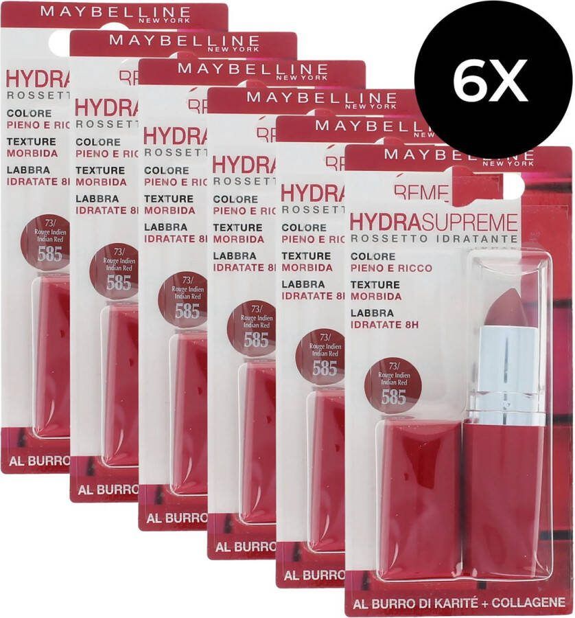 Maybelline Satin Collection Lipstick 585 Indian Red (set van 6)