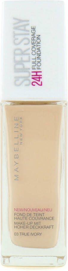 Maybelline SuperStay Full Coverage Foundation 03 True Ivory – Super Dekkende Langhoudende Foundation met Matte Finish Olievrije Foundation – 30 ml