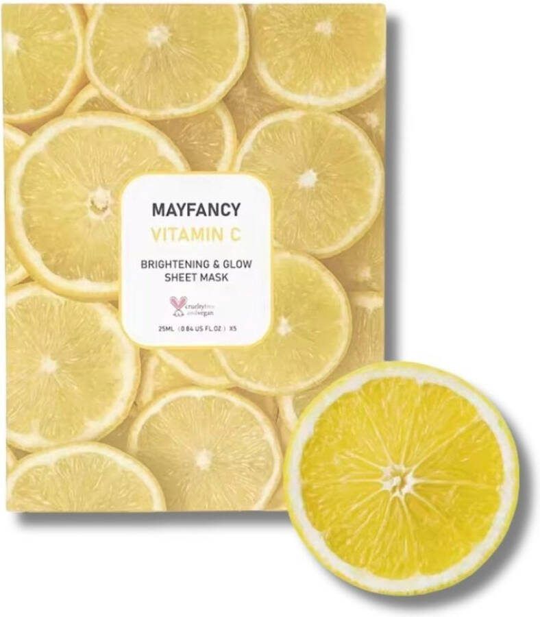 MAYFANCY Gezichtsmasker met Vitamine C vega- set 5 stuks