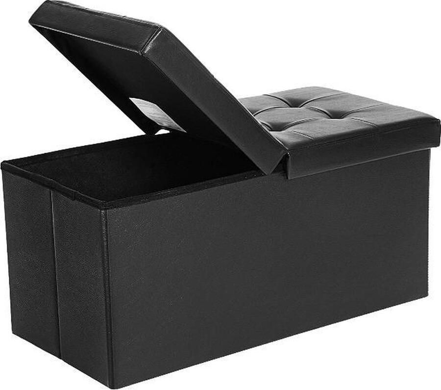 MAZAZU MIRA Bankje Opvouwbaar Luxe Comfortabel Opbergen Grijs 80 L 76 x 38 x 38