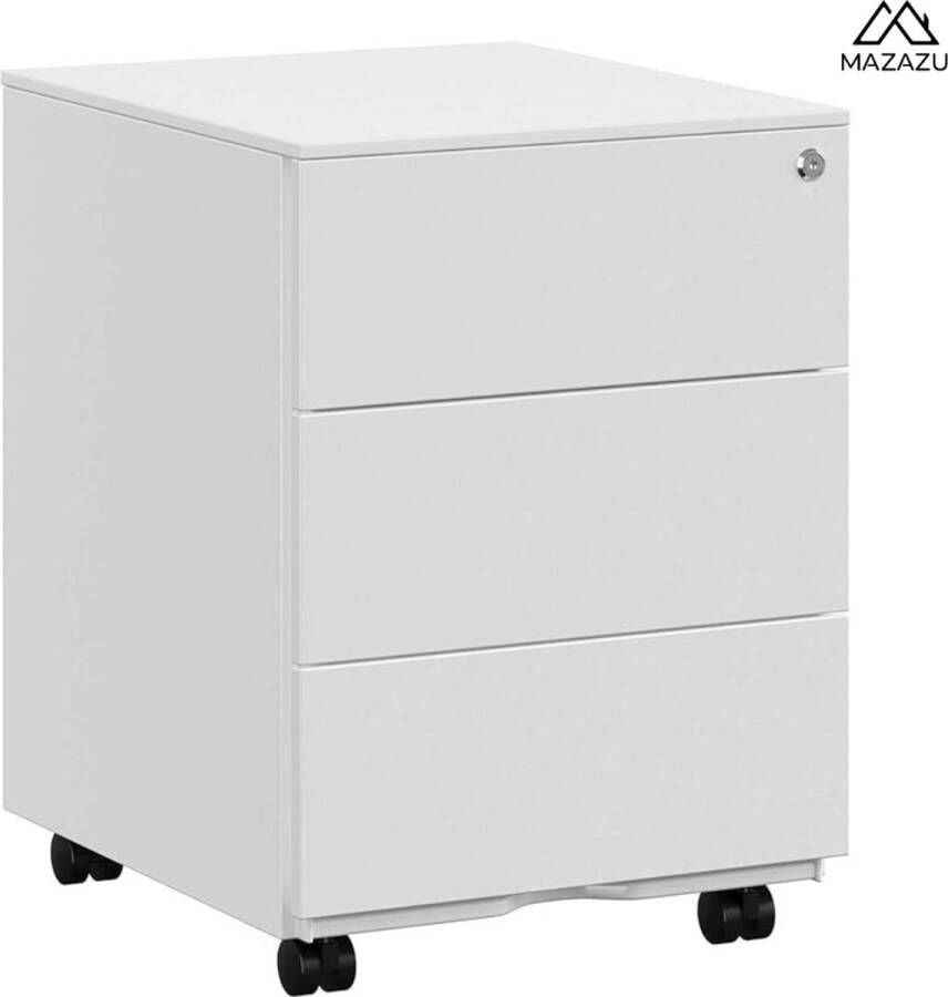 MAZAZU Mira Home Archiefkast Rolcontainer Wit Gelegeerd staal 45 x 39 x 55 cm