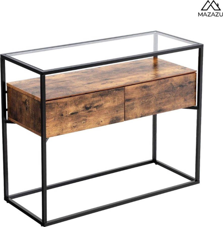 MAZAZU MIRA Home consoletafel bijzettafel bruin hout ‎100 x 40 x 80