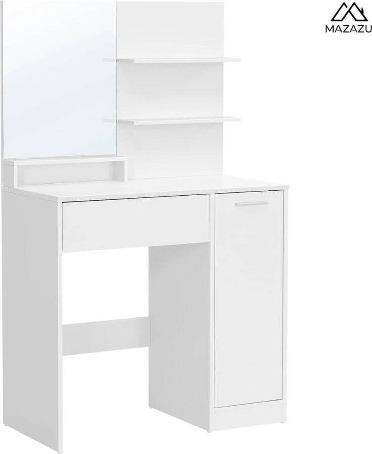 MAZAZU MIRA Home Kaptafel Make-up Tafel Wit Spaanplaat 80x40x132cm