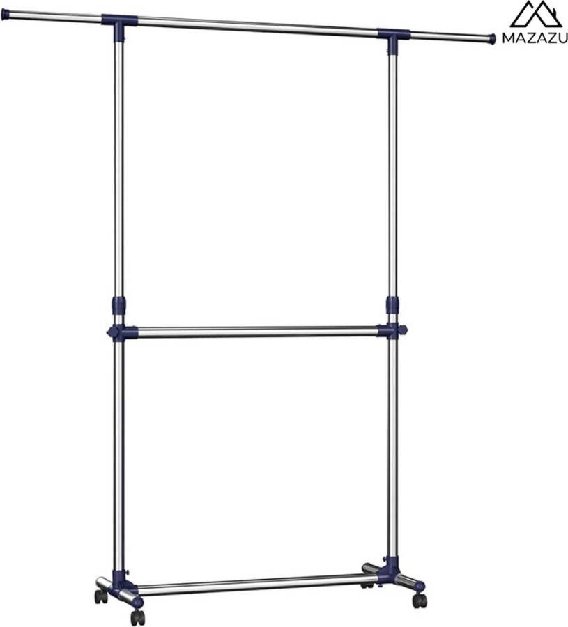 MAZAZU MIRA Home Kledingrek – Hangrail – Basic – RVS – Zilver 104.2x22.6x9