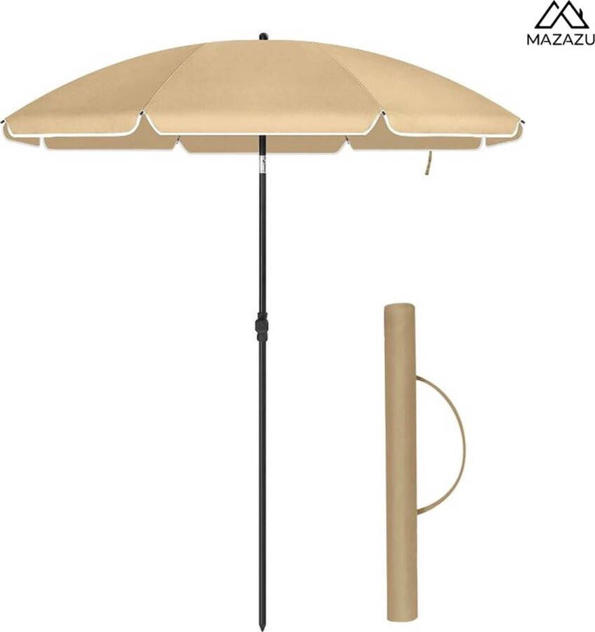 MAZAZU MIRA Home Parasols Luxe Parasol Beige Parasol Strand (Parasolvoet niet inbegrepen) Ø180x210cm