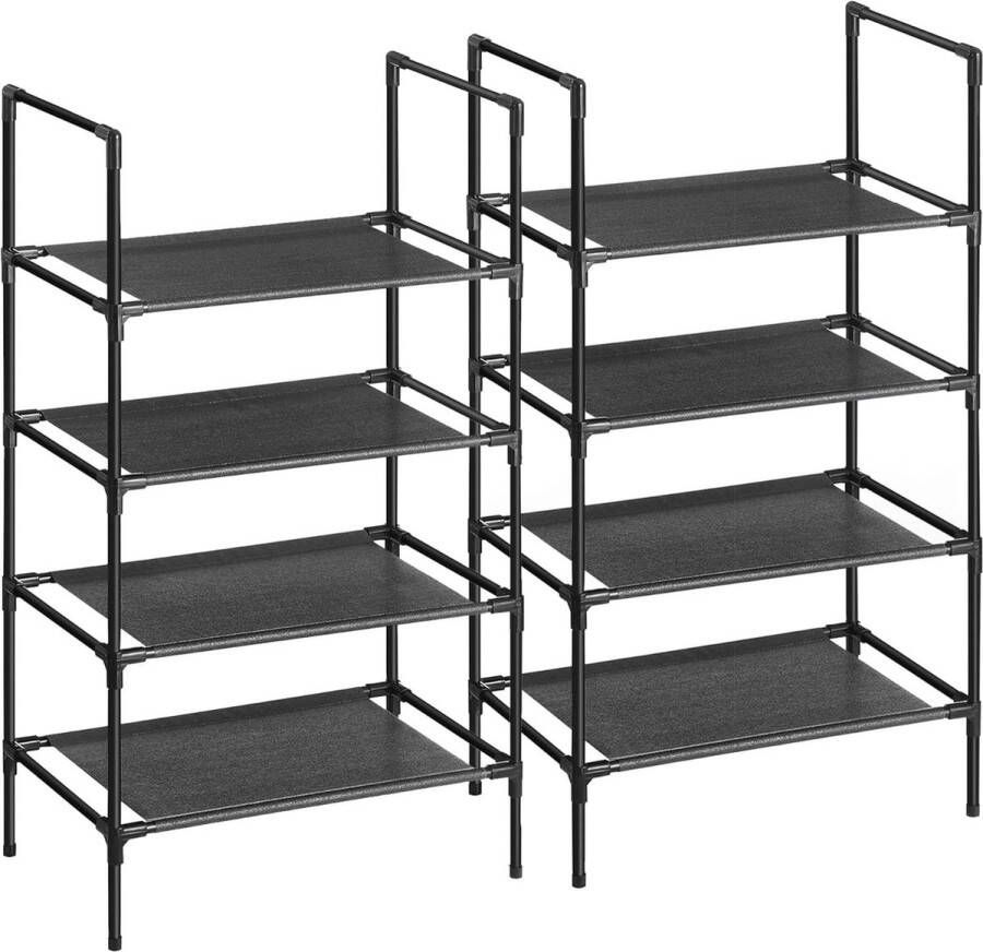 MAZAZU MIRA Home Schoenenrek Schoenenbank Schoenenrek metaal Zwart 45x28x80 cm