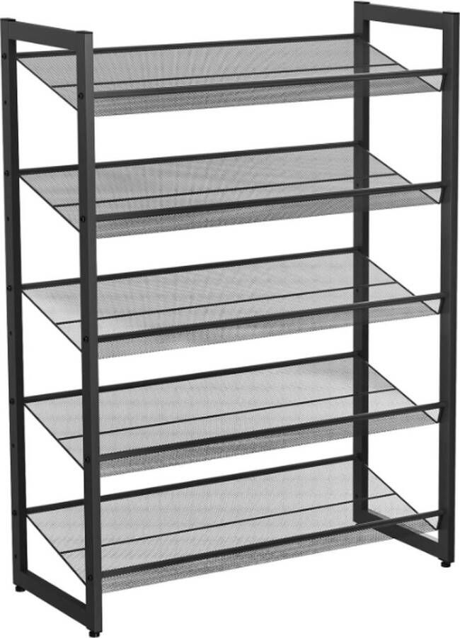 MAZAZU MIRA Home Schoenenrek- Schoenenkast Zwart metaal 30 7x74x104