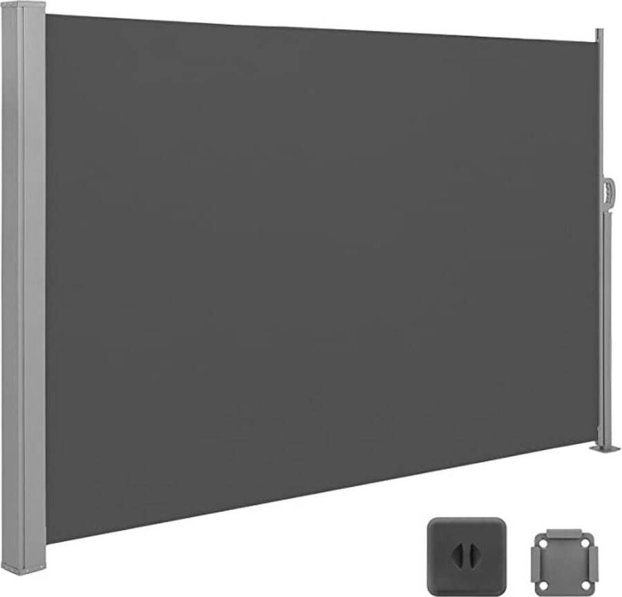 MAZAZU MIRA Home zijluifel luifel plastic metaal zwart 200x350