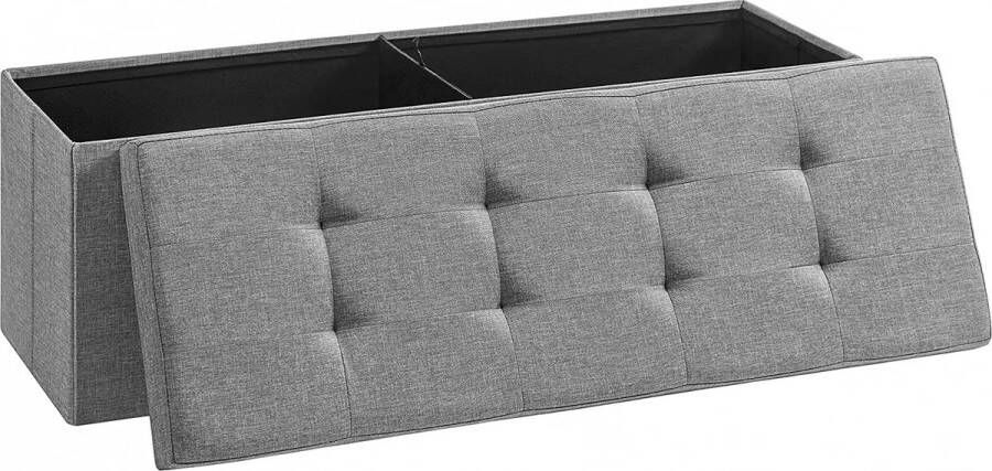 MAZAZU MIra Home Zitkist Opbergkist Grijs Bewerkt hout Polyurethaan 38 x 110 x 38 cm