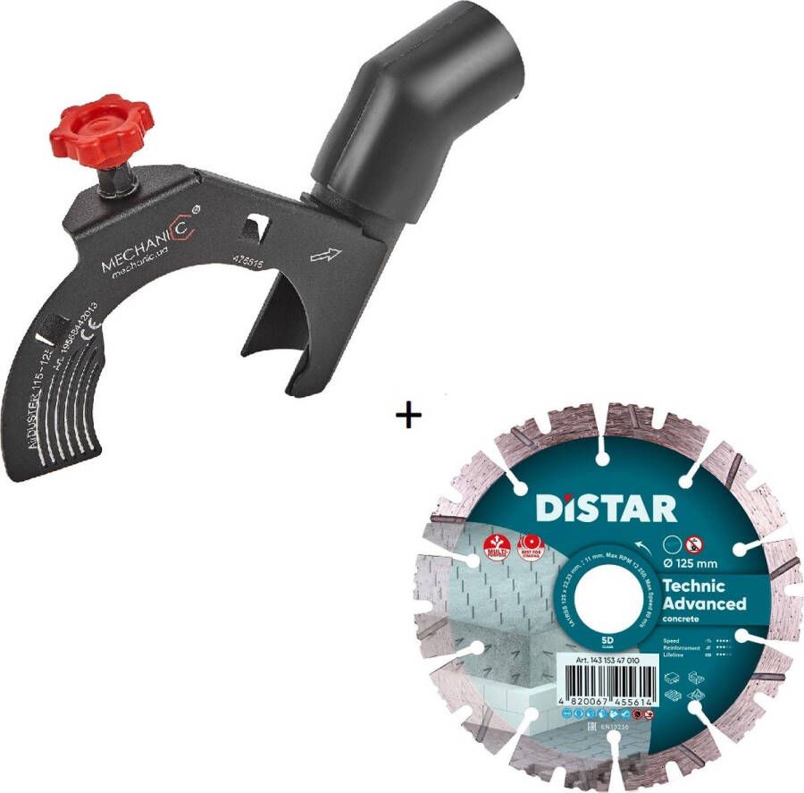 Mblade Set Diamantschijf 1A1RSS 125 TECHNIC ADVANCED + AirDuster universele stofafzuiging voor haakse slijpers 115 125mm