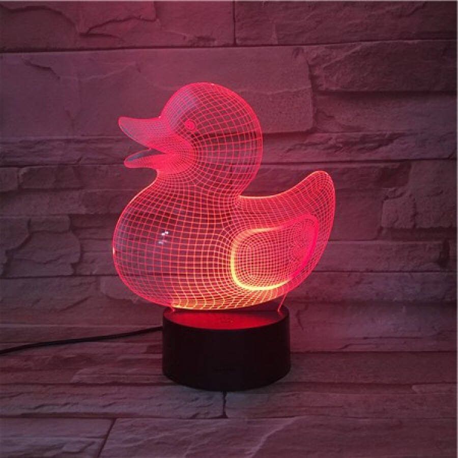 MC Living 3D Led Lamp Met Gravering RGB 7 Kleuren Badeendje