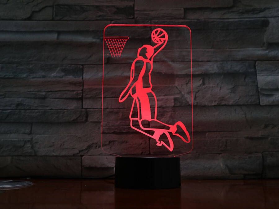 MC Living 3D Led Lamp Met Gravering RGB 7 Kleuren Basketbal