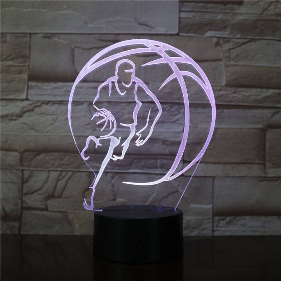 MC Living 3D Led Lamp Met Gravering RGB 7 Kleuren Basketbal