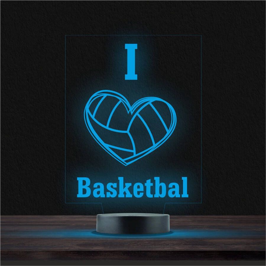 MC Living Led Lamp Met Gravering RGB 7 Kleuren I Love Basketbal