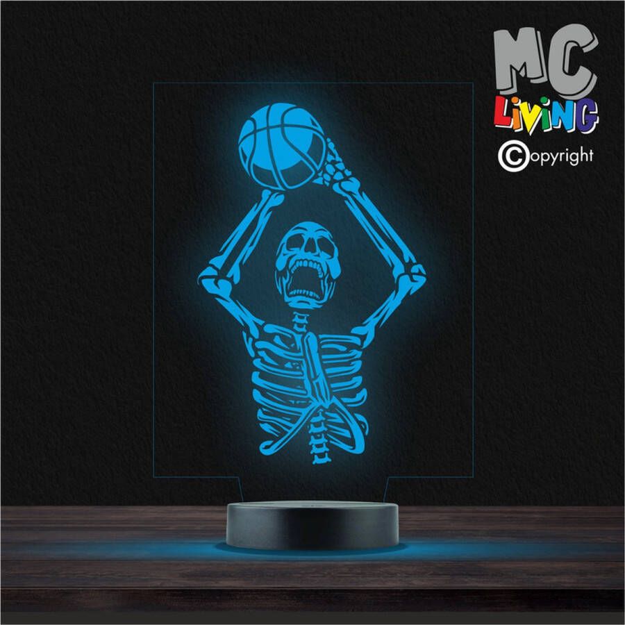 MC Living Led Lamp Met Gravering RGB 7 Kleuren skelet Basketbal