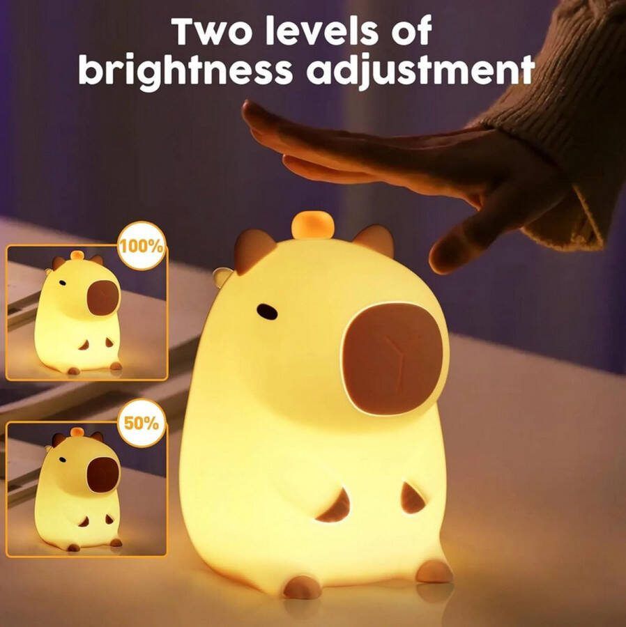 MCBOSON Nachtlamp Kinder nachtlampje Babykamer verlichting Babykamer Nachtlampjes Nachtlamp Tafellamp Nachtlampje Kinderen Capybara Lamp Capibara Nachtlampje Kinderen & Baby Lampje Slaapkamer