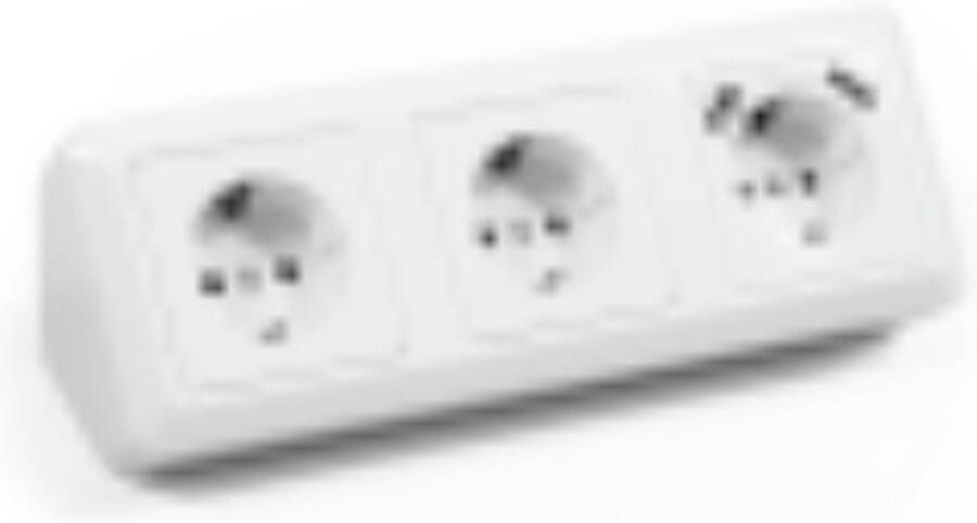 McPower Cup stekkerblok met 3 stopcontacten en 2 USB Verdeelstekker met 0.15 m kabel Bureau Stekkerdoos met USB stopcontact voor max. 3600 Watt Wit