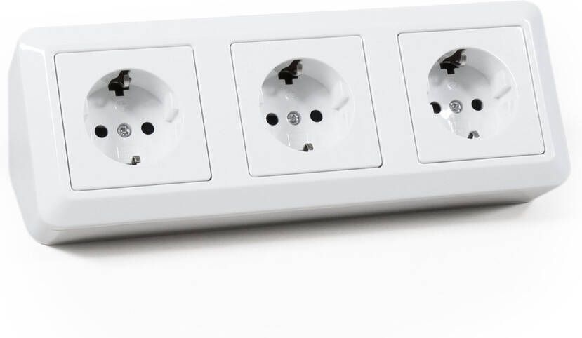 McPower stekkerdoos bureau verdeelstekker met 3 stopcontacten stekkerblok met 15 cm kabel verdeeldoos max. spanning 3600 watt 16A Zilver