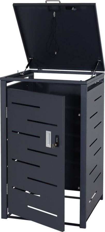 MCW 1-bak deksel voor vuilnisbak -E83 deksel voor vuilnisbak uitschuifbaar 103x60x62cm ~ antraciet staal 24kg