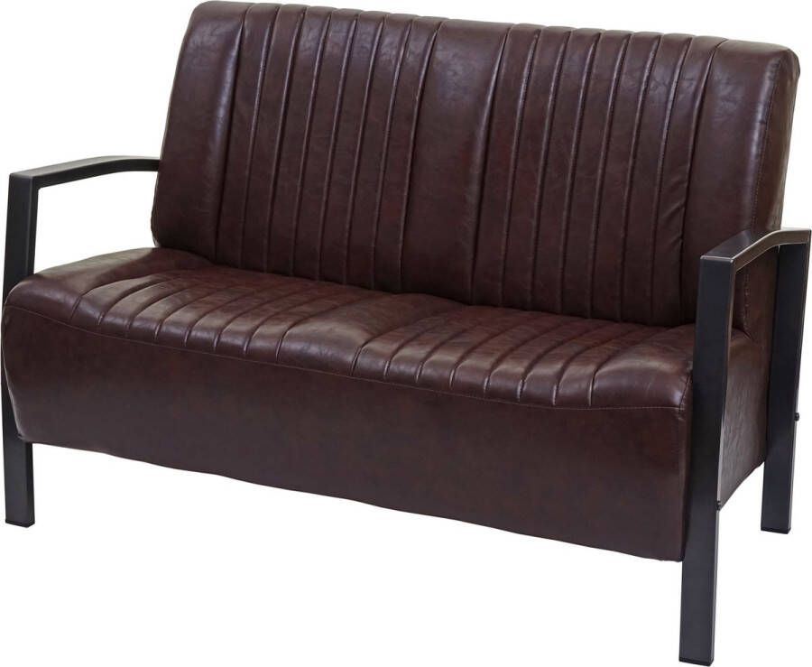 MCW 2-zitsbank -H10 tweezitsbank metalen kunstleren industrieel ontwerp ~ vintage bruin