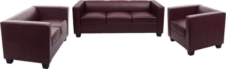 MCW 3-2-1 bankstel Loungebank Lille ~ kunstleer roodbruin