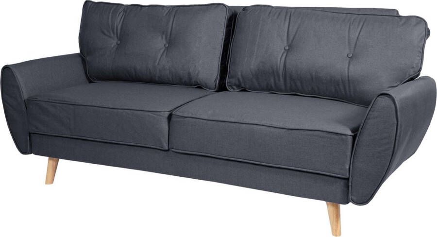 MCW 3-zits bank -J19 bank uitklapbare loungebank slaapfunctie 203cm ~ stof textiel antraciet