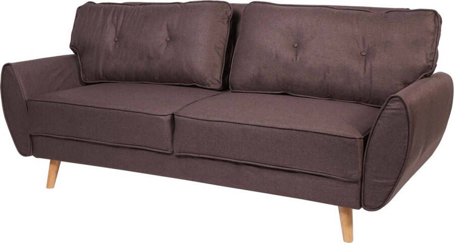 MCW 3-zits bank -J19 bank uitklapbare loungebank slaapfunctie 203cm ~ stof textiel bruin