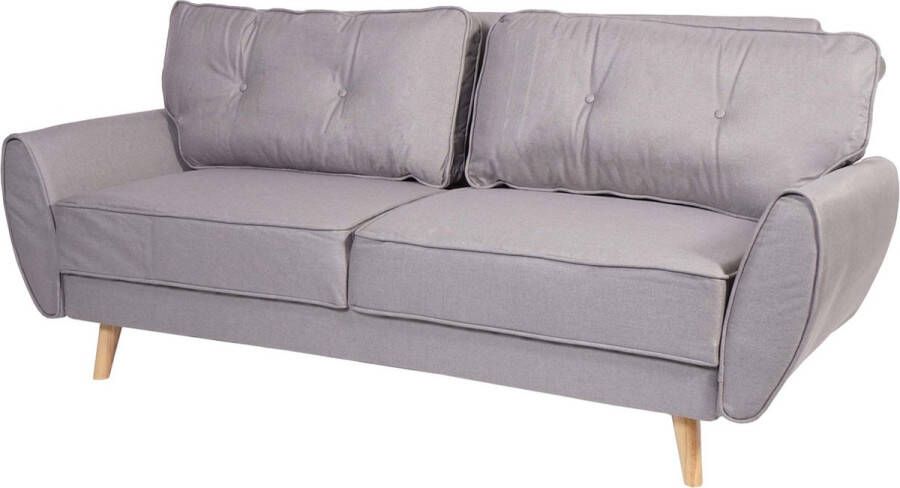 MCW 3-zits bank -J19 bank uitklapbare loungebank slaapfunctie 203cm ~ stof textiel grijs