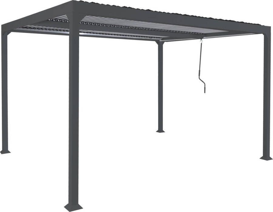 MCW Aluminium pergola -L41 lamellen paviljoen terrasoverkapping stevig 8cm metalen frame 3x3 7m ~ antraciet