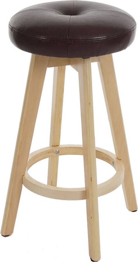 MCW Barkruk Navan barkruk counter stool hout imitatieleer draaibaar ~ bordeaux lichtgekleurde poten
