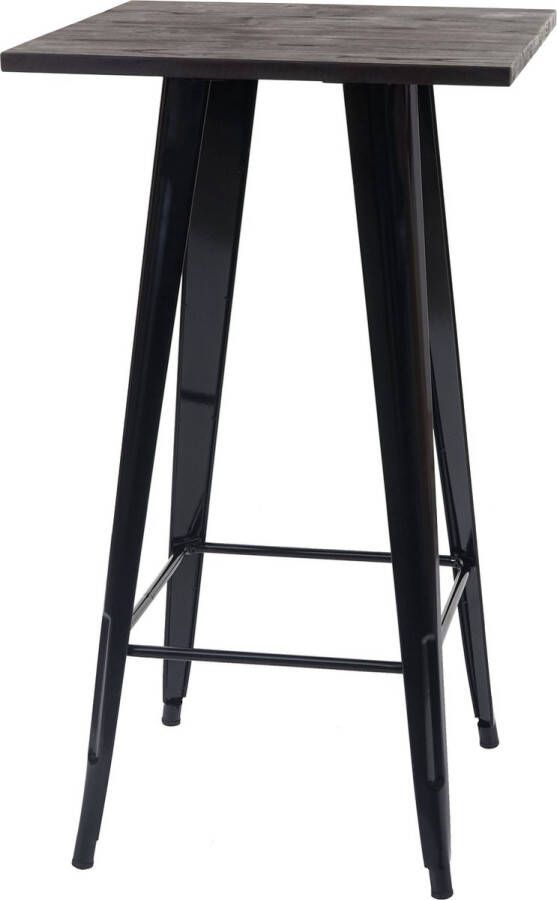 MCW Bartafel -A73 incl. houten tafelblad bistrotafel bartafel metalen industrieel ontwerp 107x60x60cm ~ zwart