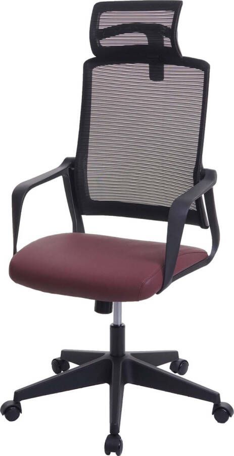 MCW Bureaustoel -J52 draaistoel bureaustoel ergonomische hoofdsteun kunstleer ~ bordeaux-rood