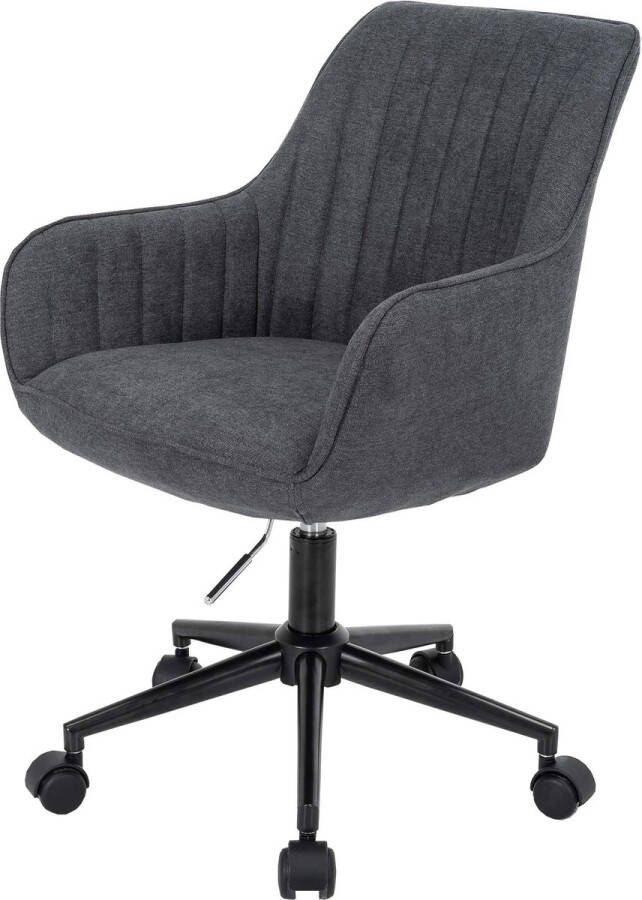 MCW Bureaustoel -J62 bureaustoel relaxfauteuil stof textiel met armleuning ~ antraciet