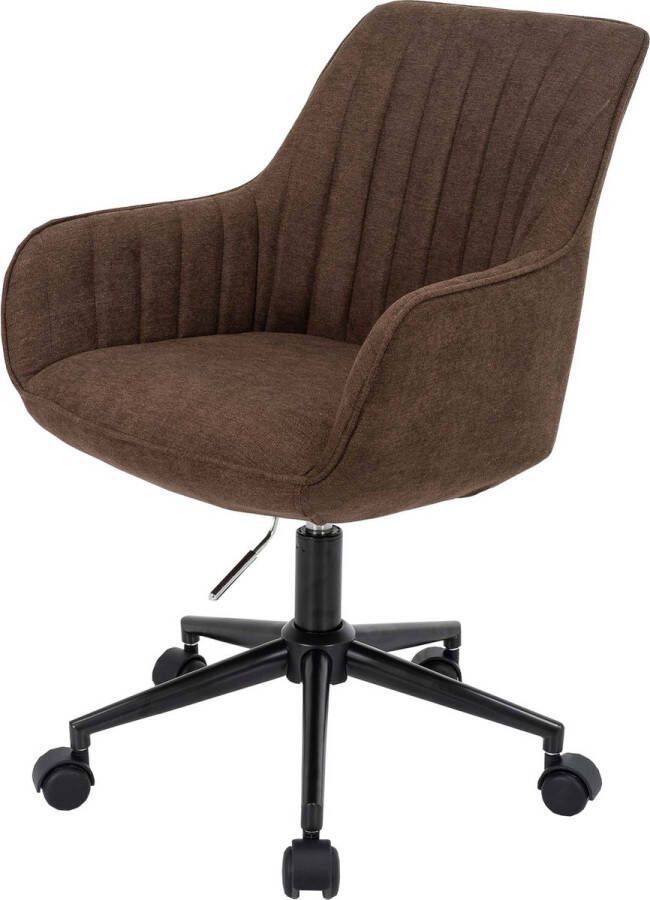 MCW Bureaustoel -J62 bureaustoel relaxfauteuil stof textiel met armleuning ~ bruin