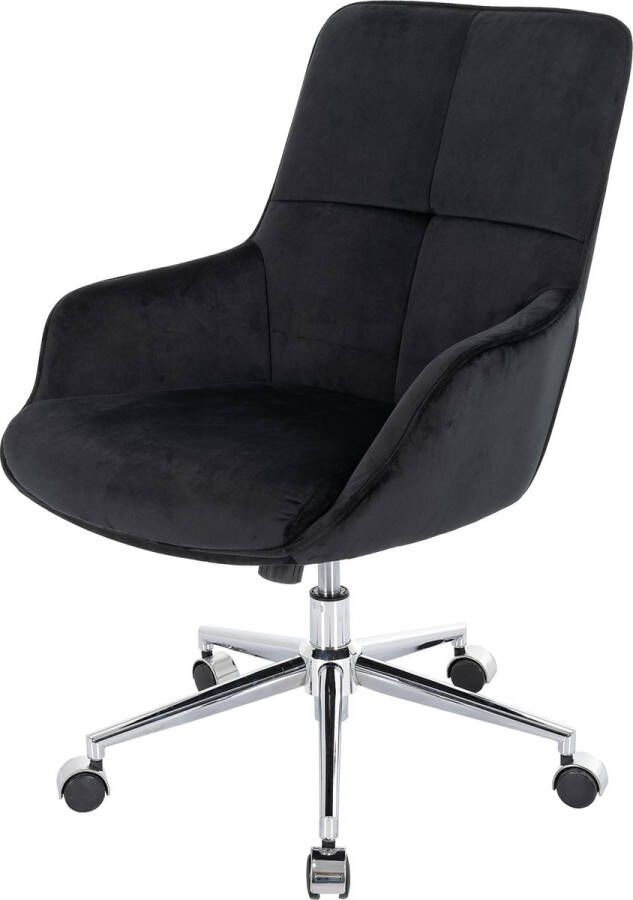 MCW Bureaustoel -J64 draaistoel bureaustoel relaxfauteuil met armleuning in hoogte verstelbaar fluweel ~ zwart