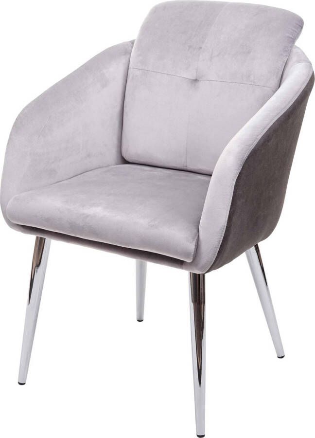 MCW Eetkamerstoel -G48 keukenstoel gestoffeerde stoel fauteuil kunstleer fluweel met armleuning ~ grijs